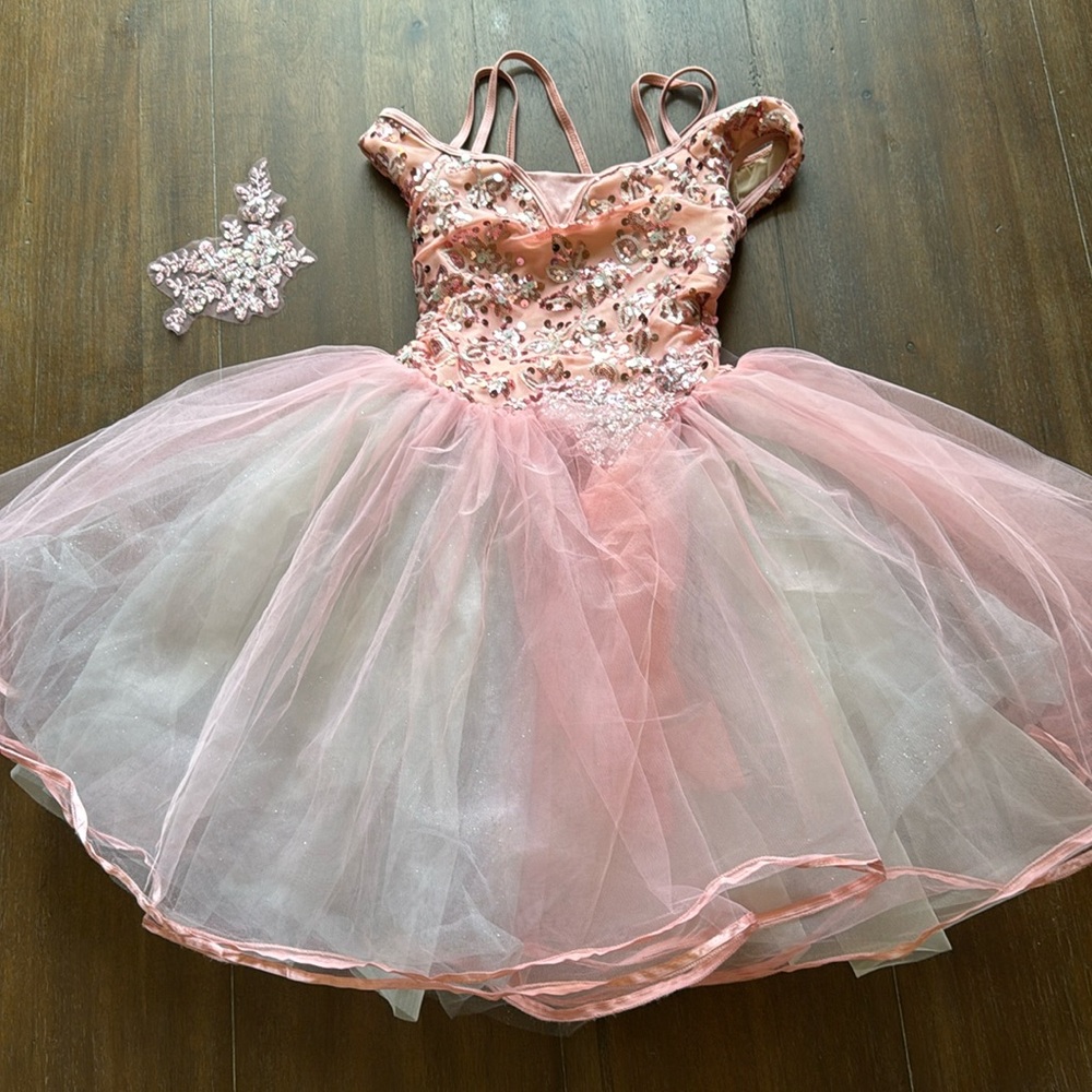 Size 8-9 Weissman Cascading Ruffle Curly Hem Tutu Dress multiple tulle layers